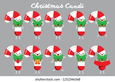 Cute Christmas Candi with Flat Design Style set