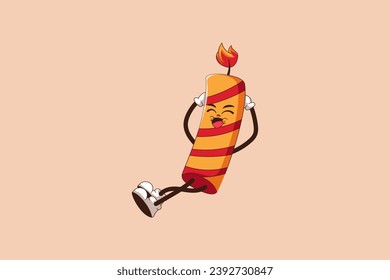 Cute Christmas Candle Character Design Illustration