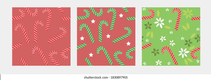 
Cute Christmas Candy Cane Nahtlose Muster. Vektordesign für Mode, Stoff, Tapete. Verwenden Sie es, um Ihr Weihnachtsgeschenk zu schmücken.