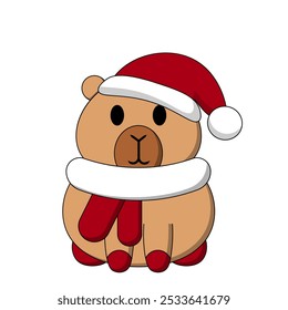 Cute Christmas Capybara Santa in color