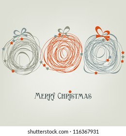 Cute Christmas card, abstract balls vector illustration