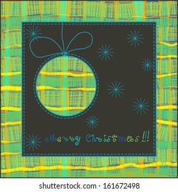 cute christmas card with ball and snowflakes