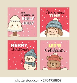 Nette Weihnachtskarte Kollektion Vektor