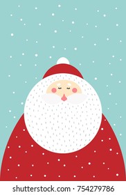 Cute Christmas card featuring Santa Claus in the Scandinavian style. Vector illustration