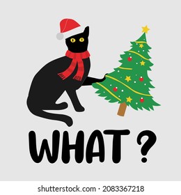 Cute christmas card with christmas made cat