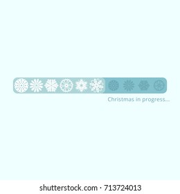 Cute christmas card with progress bar with snowflakes