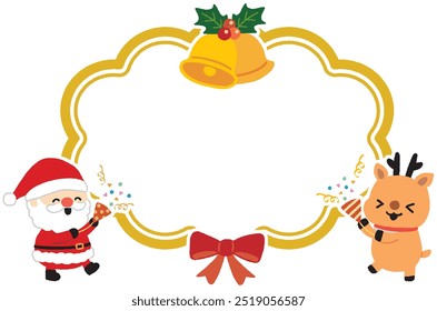 Cute Christmas card with Santa Claus and reindeer