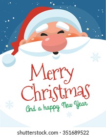 Cute Christmas Card With Santa Claus And Message