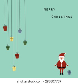 Cute christmas card with Santa and gifts