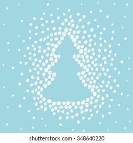 cute Christmas card with christmas tree and snow
