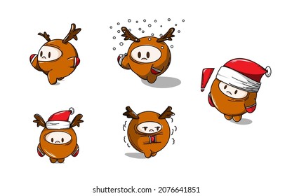 Cute christmas cartoon character reindeer clothes.