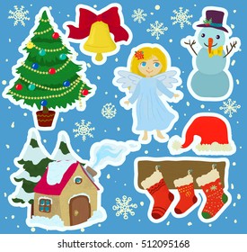 Cute Christmas cartoon set. 