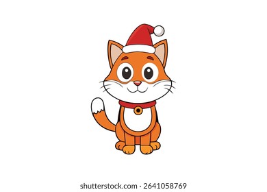 Cute Christmas Cat Cartoon Vector Design