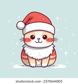 Cute Christmas cat in a hat