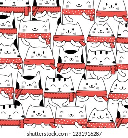 Cute Christmas cat pattern
