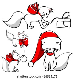 cute christmas cat vector