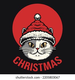Cute Christmas Cat Vector Illustration