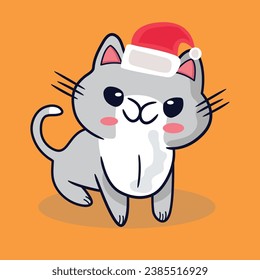 Cute christmas cat vector illustration This design is perfect for t-shirts, posters, cards, mugs and more. vector in the form of eps and editable layers