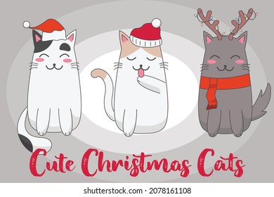 Cute Christmas Cats with Santa hats