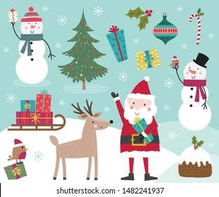 Cute Christmas character collection, sets of Christmas element