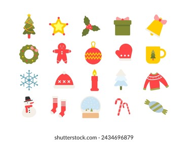 Cute Christmas Character Element Set