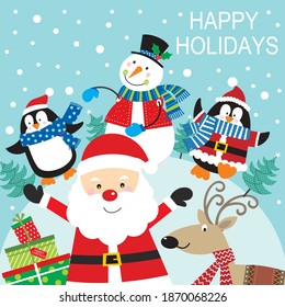 cute christmas character for greeting card, christmas gift bag or box design
