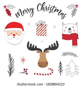 Cute Christmas character and Christmas ornament, vector illustration