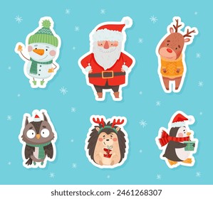 Cute Christmas Character with Pretty Face Vector Set