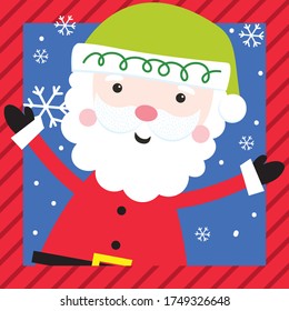 Cute Christmas character with Santa Claus on the frame