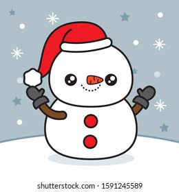 Cute christmas character in snowy scene