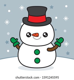 Cute christmas character in snowy scene