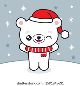 Cute christmas character in snowy scene