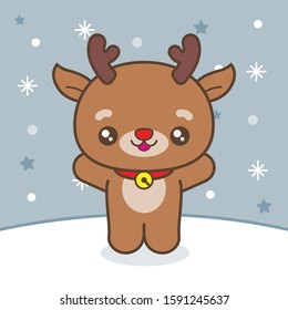 Cute christmas character in snowy scene