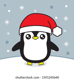 Cute christmas character in snowy scene