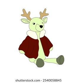 Ilustración vectorial de carácter de Navidades lindas. Adorable personaje de reno con un encantador personaje de Navidades, perfecto para difundir la alegría de las fiestas.