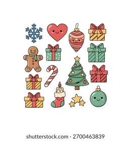 Cute Christmas Characters and Festive Elements Collection