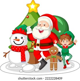 Cute Christmas characters icon isolated illustration