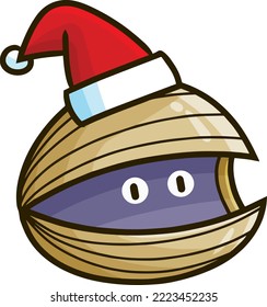 Cute christmas clam cartoon character
