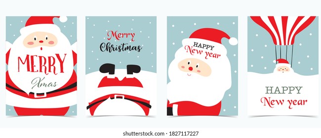 Cute christmas collection with santa claus.Vector illustration for poster,postcard,card,cover