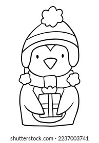 CUTE CHRISTMAS COLORING PAGE .