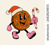 Cute Christmas Cookie Character with Candy Cane