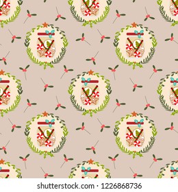 Cute Christmas cookie jars seamless pattern. 