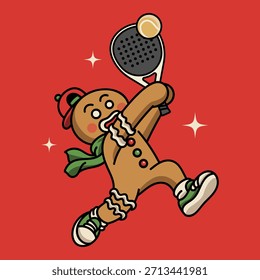 Cute Christmas Cookie Playing Padel