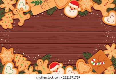 Cute Christmas Cookies brown Background Free Vector Image