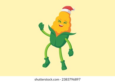 Cute Christmas Corn Cartoon Character Design