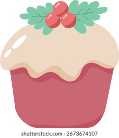 Ilustración vectorial de cupcake de Navidades lindas 
