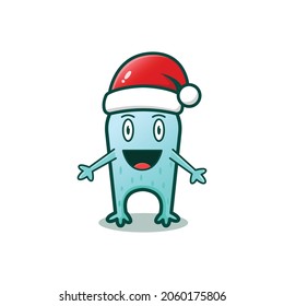 Cute of Christmas cyan monster. Isolated on white background
