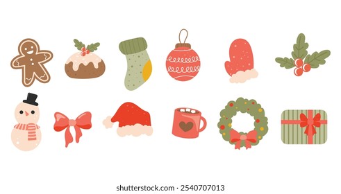 Cute christmas decoration element, vector design