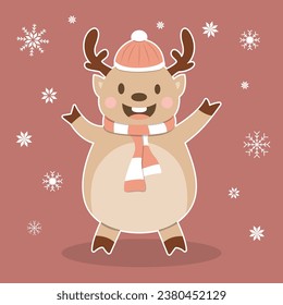 cute christmas deer cartoon decoration