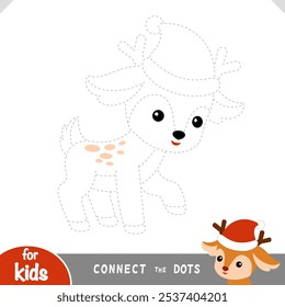 Cute Christmas deer, connect the dots, education game for children